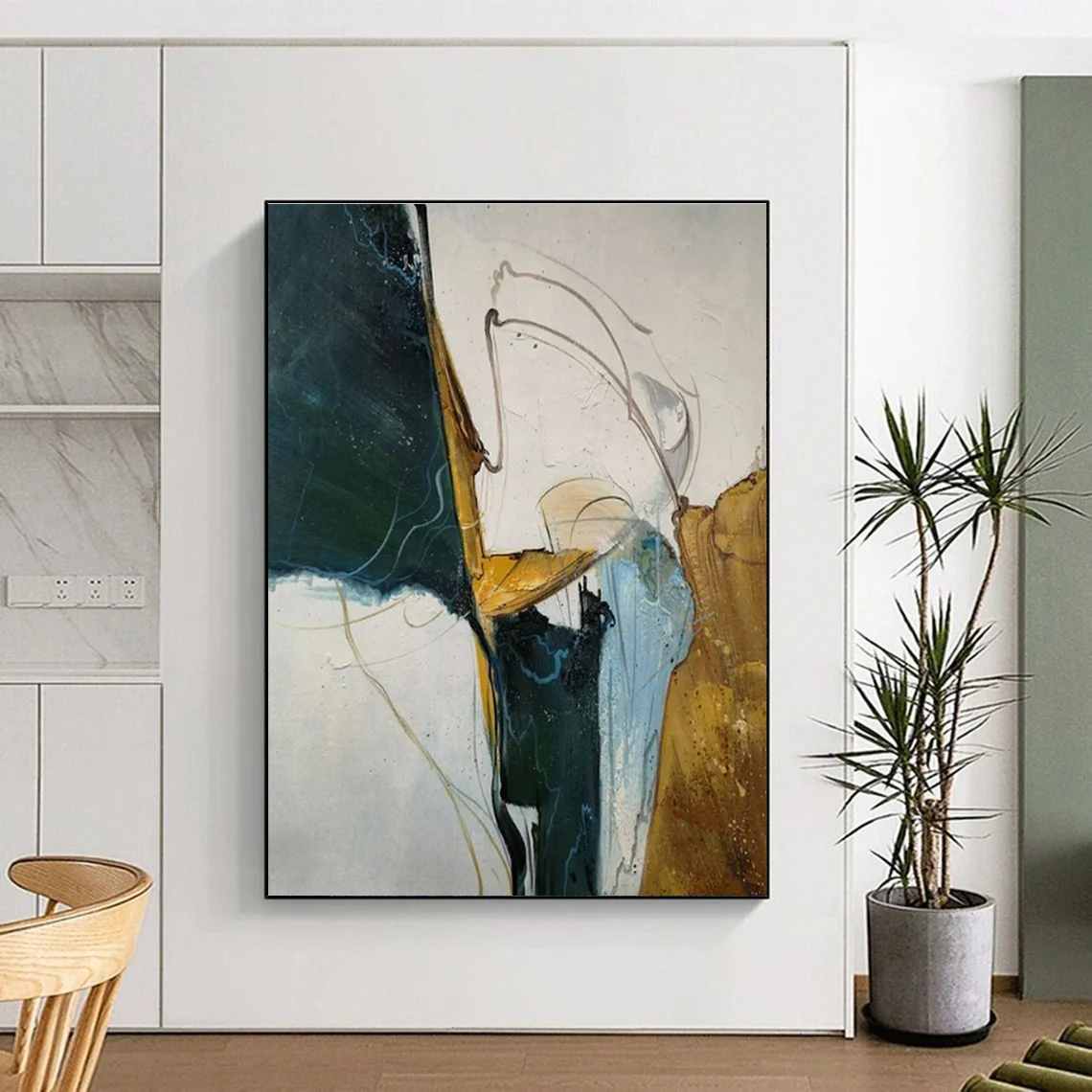 Office_Days_Nature_White_Abstract_Canvas_Artwork_ZWZ56 wall art